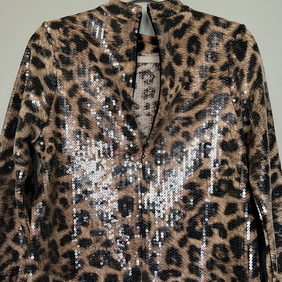 H&M SEQUINED A-LINE DRESS LEOPARD ANIMAL PRINT NWT SIZE S - Picture 10 of 12
